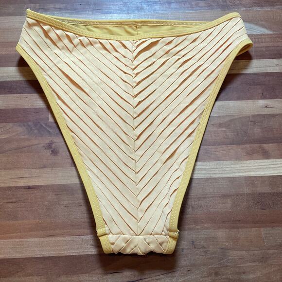 Andrea Iyamah Pura Pleated High Rise Bikini Bottom Mustard, Small retail $160 - Picture 5 of 7